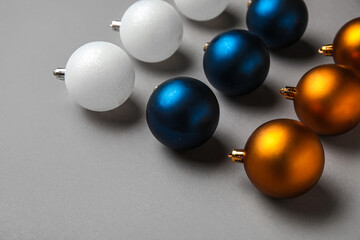 Christmas balls on grey background