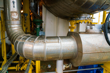 Heating medium oil pipeline protected with stainless steel insulation for keep temperature form...