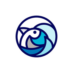 Fish Logo Template. Fish with wave and water Splashes