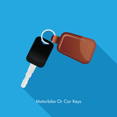 Vector motorbike or car key on a blue background