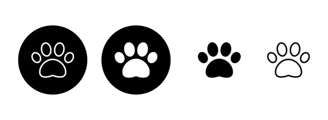 Paw icon set illustration. paw print sign and symbol. dog or cat paw