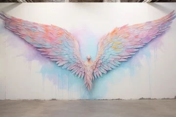 Crédence de cuisine en verre imprimé Graffiti Pastel Graffiti Wings