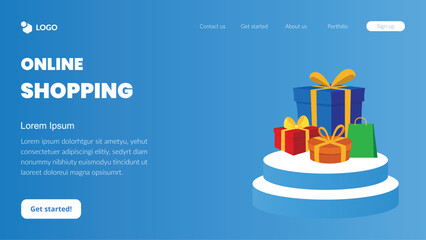 vector online shopping landing page