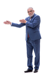 Old businessman isolated on white
