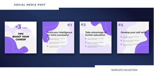 Instagram tips post business marketing collection tutorial, tips, trick, social media post banner layout template with background design element,