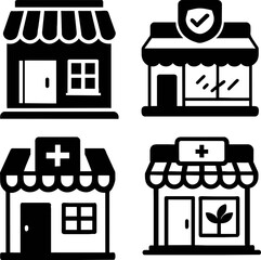 set of drugstore icon vector