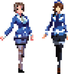 Set of Flight Attendant icon in pixel