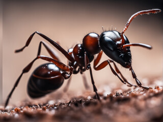 Macro photography of ant with blurred black background