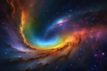 Color burst galactic sky reminiscent of a rainbow