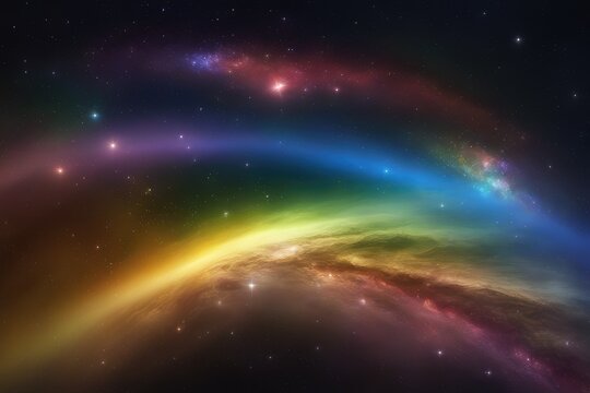 Diverse cosmic landscape with rainbow colors