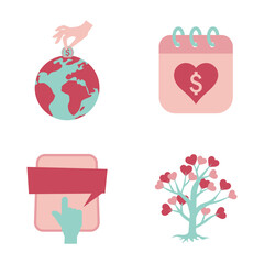 International Day of Charity with Flat Design. Vector Icon Set
