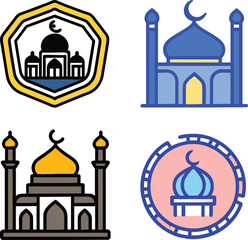 set of mosque icon vector
