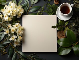Create your masterpiece on blank paper with ample copy space. Sip on a refreshing coffee and let the beauty of flowers inspire your creativity.
