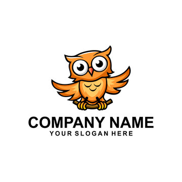 cute owl logo vector company