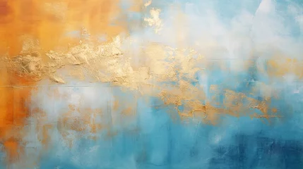 Fotobehang Noord-Europa Modern abstract oil painting art design. Orange, gold, blue