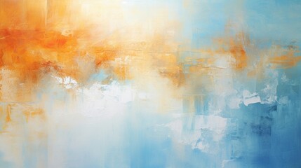 Modern abstract oil painting art design. Orange, gold, blue