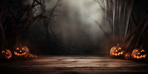 halloween pumpkin in the forest,
Autumn Forest Scene with Halloween Decor, 
Pumpkin in the Woods for Halloween, 
Eerie Pumpkin in the Enchanted Forest