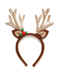 Cute Christmas reindeer horns isolated on white background