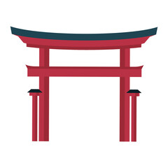 Vector torii japanese gate  on white background