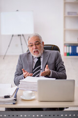 Old male employee working in the office