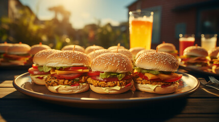 hamburger and fries HD 8K wallpaper Stock Photographic Image