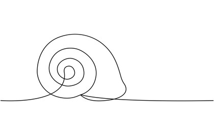 Scallop one line continuous drawing. Tropical underwater shell continuous one line illustration. Vector minimalist linear illustration.