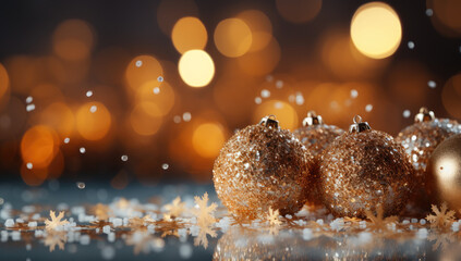 Fototapeta na wymiar christmas balls on snow background