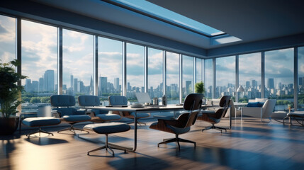 Modern office Interior with waiting and Conference areas.