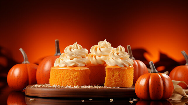 halloween pumpkin cake HD 8K wallpaper Stock Photographic Image