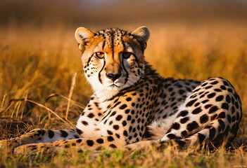 Cheetah. Wildlife. Big Cat. Africa. Fastest Land Animal. Predator. Spots. Feline. Nature. Hunting. Wild Animal. Safari. Speed. Carnivore. Agile. Grassland. Camouflage. Endangered Species. AI Generated