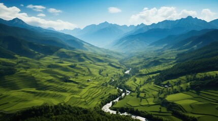 Fototapeta na wymiar Mountain with beautiful terrain green, Aerial view.