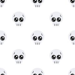 Cute cartoon skull seamless pattern background.