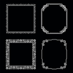 Set of decorative frames Elegant vector element for design in Eastern style, place for text. Floral black and white borders. Lace illustration for invitations and greeting cards.