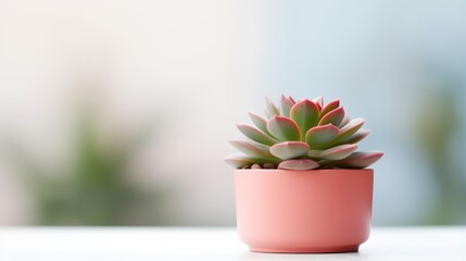 Beautiful succulent plant in pot on light background