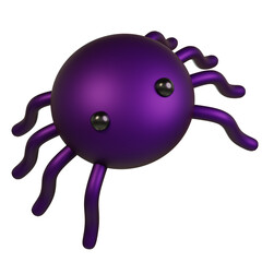 Cute Purple Spider 3D Cartoon Illustration