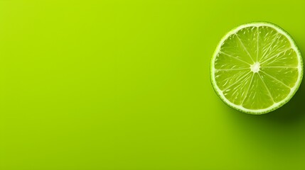 slice of lime on a lime green background - obrazy, fototapety, plakaty