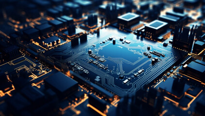 Circuit hardware digital tech science board blue communication technology processor electronic computing motherboard