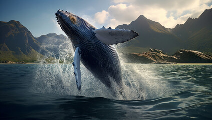 Water jumping wildlife ocean marine mammal whale sea humpback nature animal