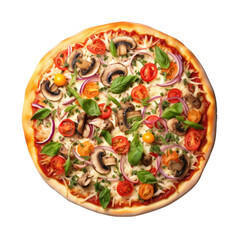 Pizza isolated on transparent background,Top view 