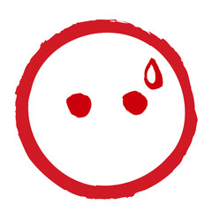 筆書きの丸に入った顔の表情の絵文字マーク（焦る）