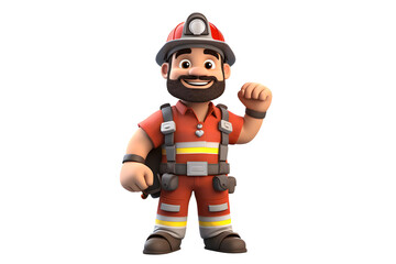 Professional Firefighter in Transparent Uniform - Safety Illustration Generative AI