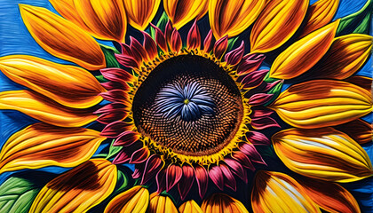 Color Pencil Art of Beautiful Sunflower.(Generative AI)