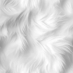 Fotobehang Abstract 3d white background, organic shapes seamless pattern texture, white fur fluffy © Slanapotam