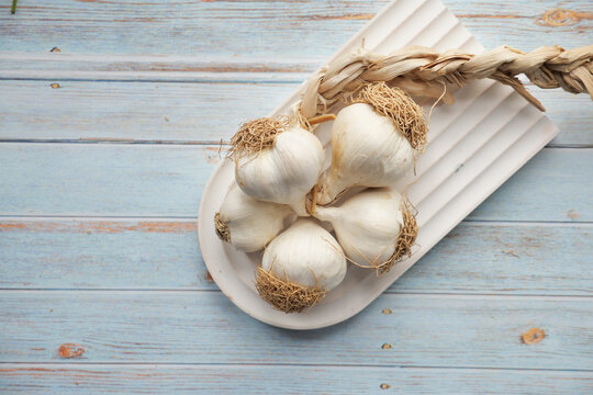close up pf garlic on white background,