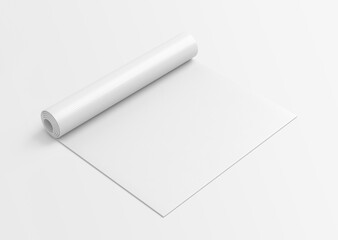 white plain empty blank half rolled yoga branding mat on isolated background
