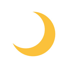 orange crescent basic 2d shapes isolated, geometric crescent icon