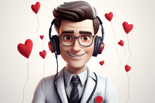3D Icon of a Delightful Male Doctor.