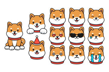 Cartoon Cute Shiba Inu Dog Emoticon Collection