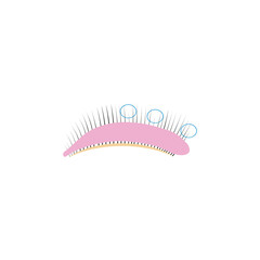 Lash lifting and lamination process. Top view. Eyelashes different phase of grown. Anagen, katagen, telogen, early anagen. Step one. Perm cream for lamination of eyelashes.