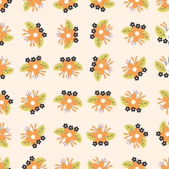 Flower bouquet seamless pattern. Suitable for backgrounds, wallpapers, fabrics, textiles, wrapping papers, printed materials, and many more.